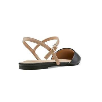 Arromic Women‘s Pointed Toe Slingback Flats Shoes for Work Office Casual Dress Black