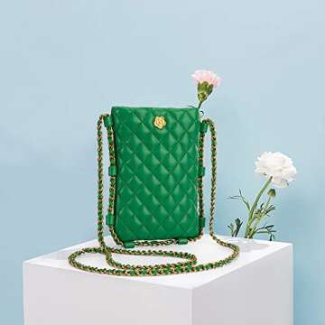 Montana West Small Crossbody Bags for Women Trendy Quilted Cell Phone Purse Chain Wallet Bag MWC-141GN