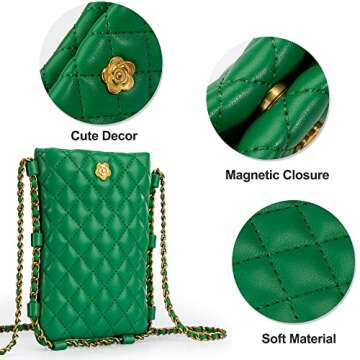 Montana West Small Crossbody Bags for Women Trendy Quilted Cell Phone Purse Chain Wallet Bag MWC-141GN