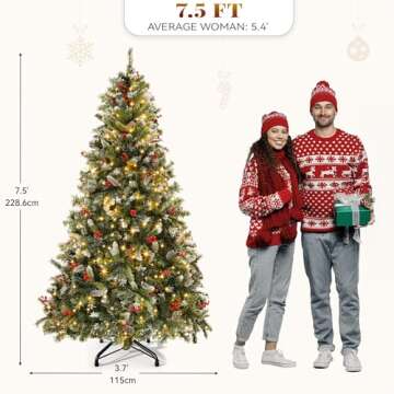 Stunning 7.5FT Pre-lit Christmas Tree for All Spaces