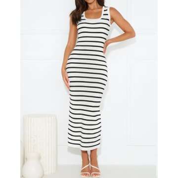 ZESICA Summer Square Neck Bodycon Dress for Women