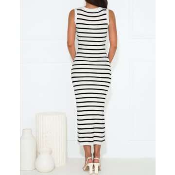 ZESICA Summer Square Neck Bodycon Dress for Women