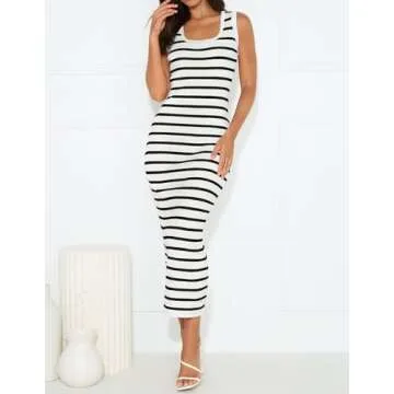 ZESICA Summer Square Neck Bodycon Dress for Women