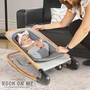 Dream on Me Rock With Me 2-in-1 Baby Rocker and Stationary Seat, Baby Rocker Seat for Infant with Re...