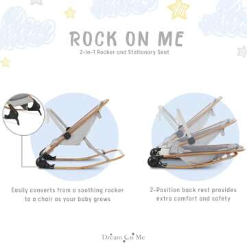Dream on Me Rock With Me 2-in-1 Baby Rocker and Stationary Seat, Baby Rocker Seat for Infant with Removable Toy Bar, Baby Rocker Chair with Soothing Music & Vibration, 0-6 Months, Upto 20 Lbs