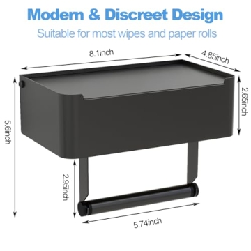 Stainless Steel Toilet Paper Holder with Shelf - Matte Black