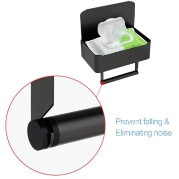 Stainless Steel Toilet Paper Holder with Shelf - Matte Black