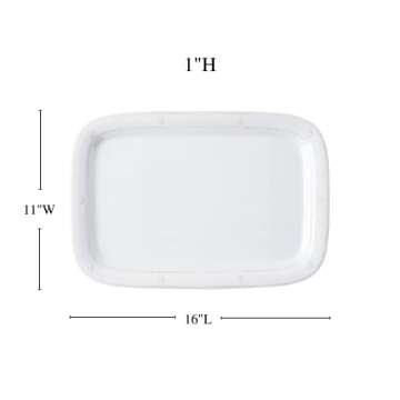 Juliska Berry & Thread Melamine Tray 16 in. - Whitewash, Melamine Serving Tray - Unbreakable, White ...