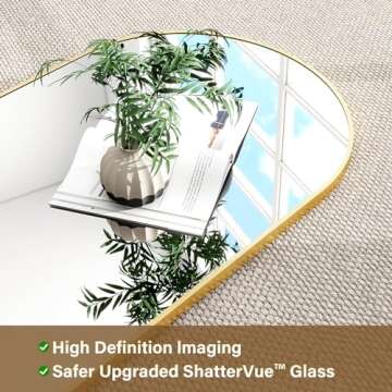 HARRITPURE 71"x30" Arched Full Length Mirror Free Standing Leaning Mirror Hanging Mounted Mirror Aluminum Frame Modern Simple Home Decor for Living Room Bedroom Cloakroom, Gold