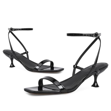 Modatope Black Kitten Heels Women Strappy Sandals