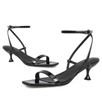 Modatope Black Kitten Heels Women Strappy Sandals