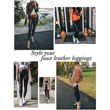 CLIV Faux Leather Leggings for Women Stretch High Waisted Leather Pants Tummy Control(Black,M)