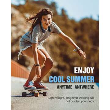 Bladeless Neck Fan, Portable, Rechargeable, Personal and Hands Free Around the Neck Fan, 3 Speeds 4000mAh Battery Operated Wearable Cooling USB Hanging Fan for Office, Travel, Outdoor