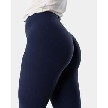 Kamo Fitness Serenity 25" No Front Seam 7/8 Leggings High Waisted Yoga Pants for Women, Soft Workout Pants Compression Leggings with Tummy Control (Inkwell, M)