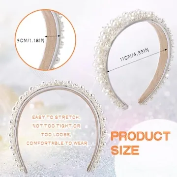 Lusofie Pearl Headband - Elegant Bridal Hair Hoop for Women