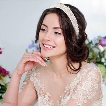 Lusofie Pearl Headband - Elegant Bridal Hair Hoop for Women