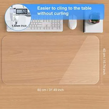 NATRKE Large Transparent Desk Mat for Home Office Protection