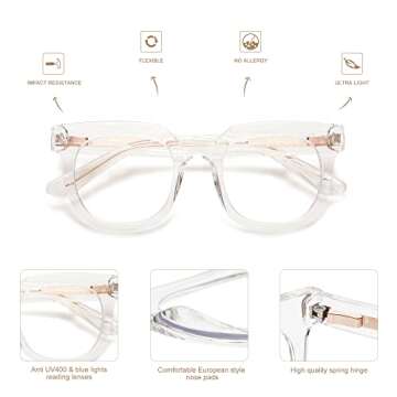 AMOMOMA 2 PACK Retro Oversized Blue Light Blocking Reading Glasses for Women Men,Big Square Computer Womens Readers AM6056 C2+C4 1.0