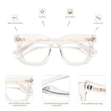 AMOMOMA 2 PACK Retro Oversized Blue Light Blocking Reading Glasses for Women Men,Big Square Computer Womens Readers AM6056 C2+C4 1.0