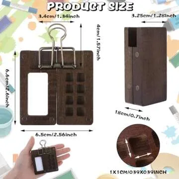 Ouligay 8 Grid Mini Portable Watercolor Palette with A Clip, Wooden Colour Mini Paint Palette, Sketc...