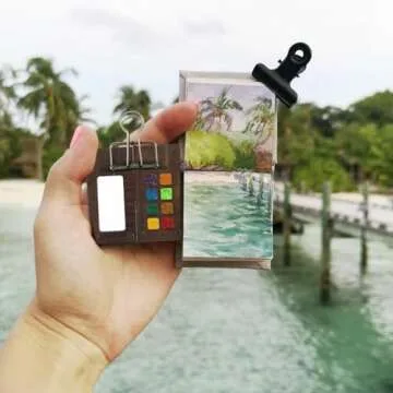 Ouligay 8 Grid Mini Portable Watercolor Palette with A Clip, Wooden Colour Mini Paint Palette, Sketchbook Palette for Water Color, Gouache, Acrylic Paint, Gift for Painters and Artists