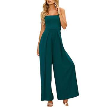 Relipop Fashion Women Casual Backless High Waisted Long Pant Jumpsuit Romper (Medium, Green)