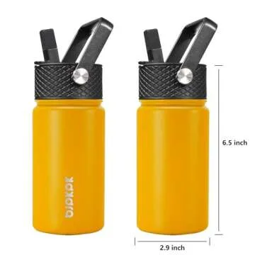 BJPKPK Water Bottle with Straw Lid, 15 oz Insulated Water Bottle, Stainless Steel Metal Water Bottle...