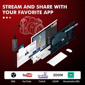 THROUDIA Capture Card, 4K Broadcast Live, Video Capture HDMI Game Capture to USB 1080p60fps, Record via DSLR, Camcorder, or Action Cam, HDMI Capture for MacOS X PC Windows 7 8 10, Black