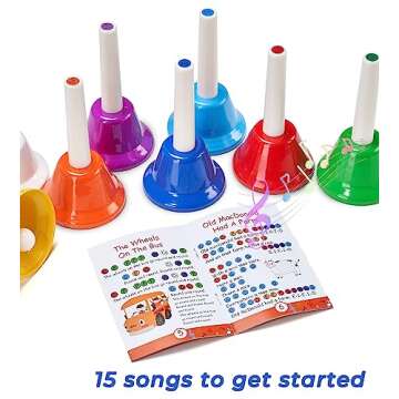 Vangoa 8 Note Colorful Hand Bells Set for Kids Teaching