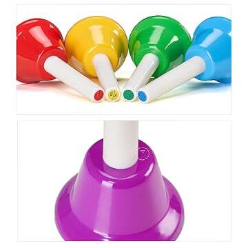 Vangoa 8 Note Colorful Hand Bells Set for Kids Teaching