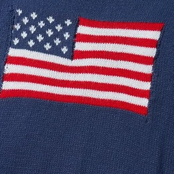 Stylish Women Vintage USA Flag Print Sweater for Fall
