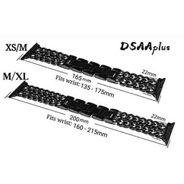 DSAAplus Compatible With Apple Watch Band 38mm 40mm 41mm 42mm 44mm 45mm Ultra 49mm,Stainless Steel Metal Cowboy Chain Style Replacement iWatch Series 8 7 6 5 4 3 2 1 Ultra SE2 SE Strap Wristband