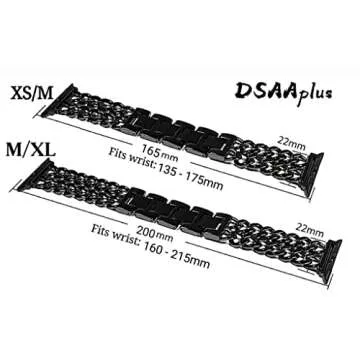DSAAplus Compatible With Apple Watch Band 38mm 40mm 41mm 42mm 44mm 45mm Ultra 49mm,Stainless Steel Metal Cowboy Chain Style Replacement iWatch Series 8 7 6 5 4 3 2 1 Ultra SE2 SE Strap Wristband