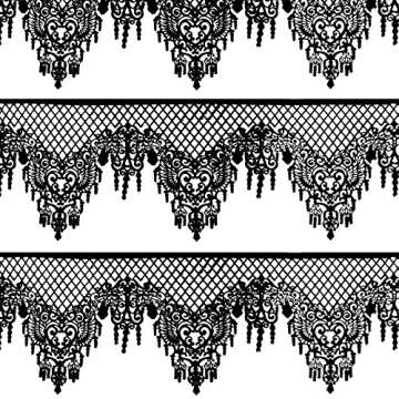 FUNSHOWCASE Large Pre-Made Ready to Use Edible Cake Lace Lattice Diamond Scallop 12-inch 10-piece Set Black