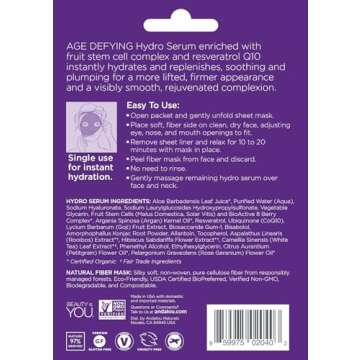 Andalou Naturals Hydro Serum Facial Age Defying Mask, 0.6 Fl Oz
