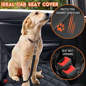 Yuntec Dog Car Seat Cover, Back Seat Cover for Dogs Pet Car Seat Protector Waterproof Bench Car Seat Cover, Non-Slip Reat Seat Cover fits Middle Armrest for Most Cars Trucks SUVs - Black