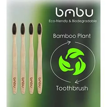 bmbu Bamboo Toothbrush 4 Pack - Eco Friendly Premium Gift