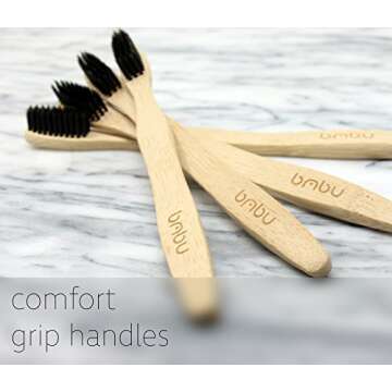 bmbu Bamboo Toothbrush 4 Pack - Eco Friendly Premium Gift