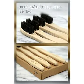 bmbu Bamboo Toothbrush 4 Pack - Eco Friendly Premium Gift