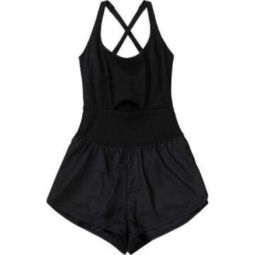 Free People Women's Standard Righteous Runsie, Black/Black, SM 4-6