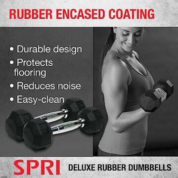 Durable Rubber Hex Dumbbells for Home Workouts Set of 2-10 lbs