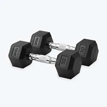 Durable Rubber Hex Dumbbells for Home Workouts Set of 2-10 lbs