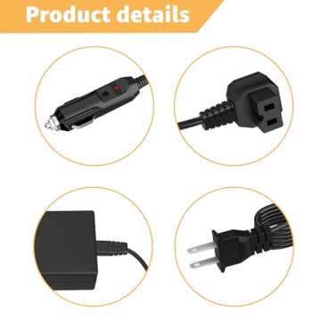 Norward Power Cord Compatible with Alpicool, Bodega, Euhomy, BougeRV, ARB, ICECO, Setpower, JoyTutus, Cooler Power Cord for Most AC/DC Adapter ﻿