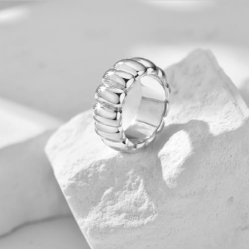 NOKMIT Chunky Silver Statement Ring for Trendy Women