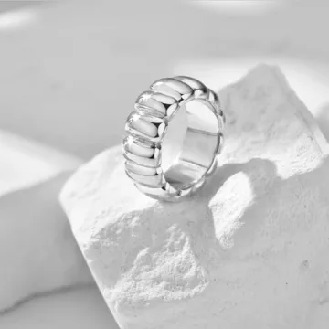 NOKMIT Chunky Silver Statement Ring for Trendy Women