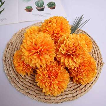 MACTING Artificial Flowers, 20pcs Fake Flowers Silk Artificial Hydrangea for DIY Wedding Mother's Day Bouquet Baby Shower Home Decor(Orange)