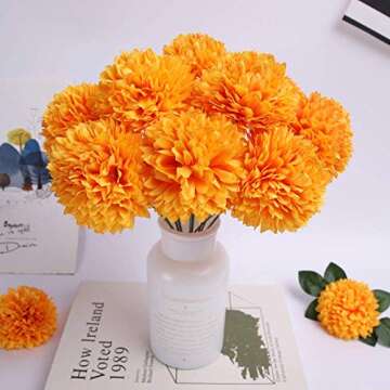 MACTING Artificial Flowers, 20pcs Fake Flowers Silk Artificial Hydrangea for DIY Wedding Mother's Day Bouquet Baby Shower Home Decor(Orange)