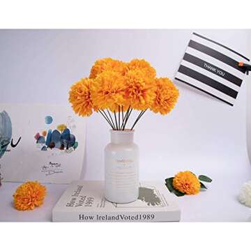 MACTING Artificial Flowers, 20pcs Fake Flowers Silk Artificial Hydrangea for DIY Wedding Mother's Day Bouquet Baby Shower Home Decor(Orange)