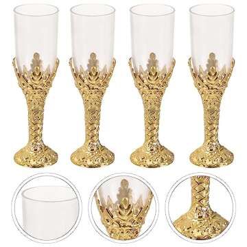 SEWACC Plastic Chalice Goblet 12pcs Royal Embossed Cup Medieval Cocktail Cups Unbreakable Wine Cups for Decoration Home Collection