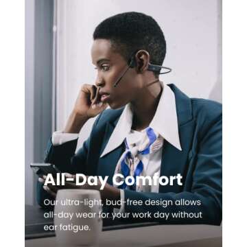 SHOKZ (AfterShokz OpenComm - Bone Conduction Open-Ear Stereo Bluetooth Headset with Noise-Canceling ...